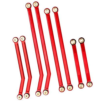 Hobbypark Aluminum High Clearance Links Set Upgrades for Axial SCX24 Gladiator AXI00005 Upgrades 1/24 RC Crawler Car (Red) - color: Red