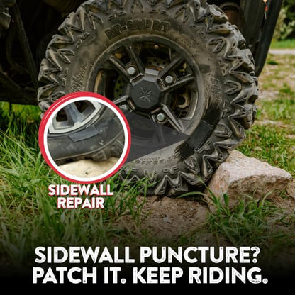 GlueTread SXS Sidewall Tire Repair Kit, Off Road UTV ATV Tire Patch Kit | Mends Side Wall Punctures and Gashes with Rubber & Glue, No Need to Remove Wheel, Fixes Up To 4-6 Tubeless Flats, Emergency