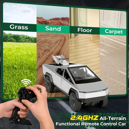 Alloy Remote Control Car 1:24 Scale 2.4GHz All Terrain with Lights & Sounds Toy for Kids (Rc Truck) (graw) - color: Gray