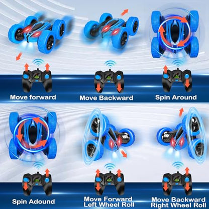 FREE TO FLY Remote Control Car Boys Toys: 360 Flip Rc Cars 2.4Ghz Double-Sided Rotating Stunt Car 6 7 8 9 10 11 12 Year Old Kids Girls Outdoor Indoor - color: Blue