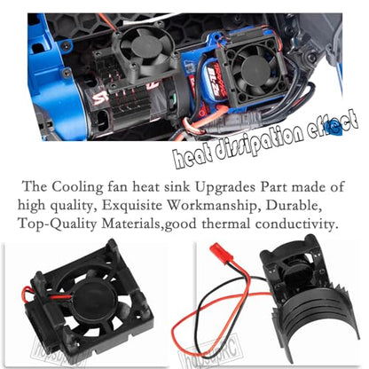 VXL-3s High Velocity Fan Heatsink Set Upgrades Part for 1/10 Slash/Rustler/Stampede VXL 4X4 2WD, ESC Motor Cooling Fan Hops Up,Black - color: Black/(for 2wd 4wd)