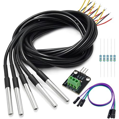 DS18B20 Temperature Sensor Module Kit with High-Accuracy Waterproof for Arduino Raspberry Pi DIY and Other Experiments