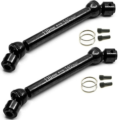 QUE-T 2 Pcs Steel 110MM-140MM Drive Shafts for 1/10 Axial Wraith/SCX10/Dingo/D90 RC Crawler Car (110MM-140MM)
