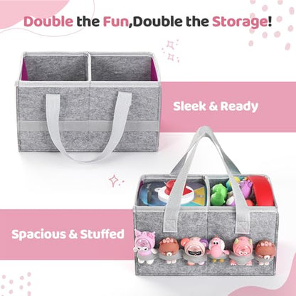 PISOSN Carrying Case for Toniebox Starter Set and Tonies Figurines, Travel Felt Cloth Musical Toy Folding Bag for Toniebox 2 & Accessories (Purple) - color: Purple