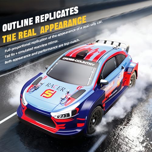 GoolRC RC Rally Car, 1:14 Scale Remote Control Car, 4WD 30KM/H High Speed RC Drift Car, 2.4GHz Full Proportional Racing Vehicle with Drifting Tires and 2 Batteries for Adults