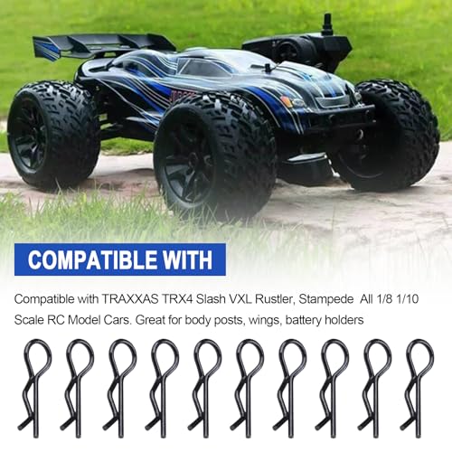 HobbyPark RC Body Clips Bent Springy R Pins Bent Black for All 1/8 Scale & Traxxas 1/10 Car Truck Crawler Buggy Drift Touring Shell Replacement(100-Pack)