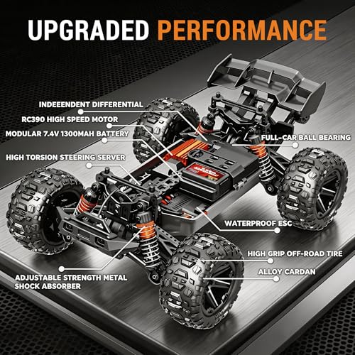 1/14 Fast RC Cars for Adults，4x4 Offroad Waterproof Monster Truck 40+ mph | V3 Electric Powered High Speed Remote Control Drift Buggy Car, All Terrain Truggy with 2S Battery for Snow Sand - color: Blue Orange