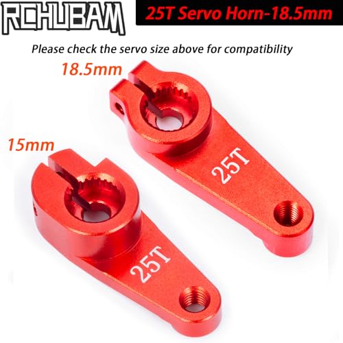 RCHUBAM Universal Aluminum 25T Servo Horn Steering‑Arm for 1/10 RC Car | 2Pcs 25T (18.5mm),Servo Horn with Screw for Futaba Savox Power HD HSP Servos Motor - style: 2Pcs 25T (18.5mm)
