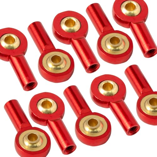 10PCS M2 Tie Rod End Ball Joint Aluminum Ball Head Holder 2mm Steering Linkage Head Joint 15mm Upgrade Parts Compatible with HSP Tamiya Mini 4WD RC Car Truck Crawler/Boat/Airplane Models - color: Red