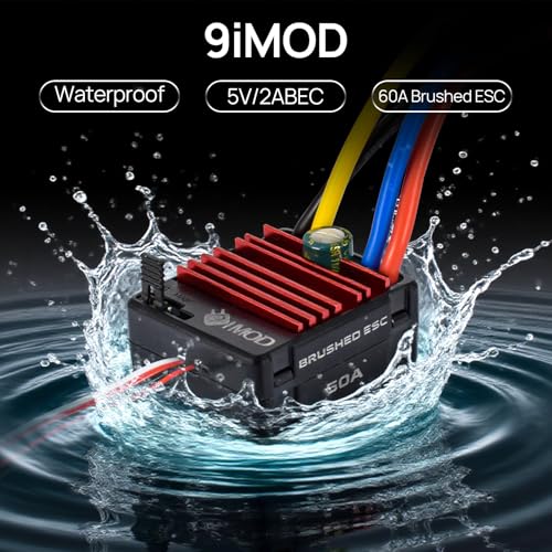 2026 New 60A Waterproof Brushed ESC 2-3S Electronic Speed Controller WP 1060 RC ESC Brushed with Power Witch for 1/10 Scale RC Crawler Car, Boats, Truck (Tamiya-Plug) - color: Black-white