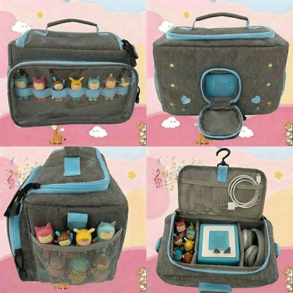 Tonie Carrying Case for Toniebox 1 2, Tonies Figures Storage, Polyester Multifunction Bag, Holds 30-40 Character Figurines & Accessories, 3 Design Patterns (blue) - color: blue