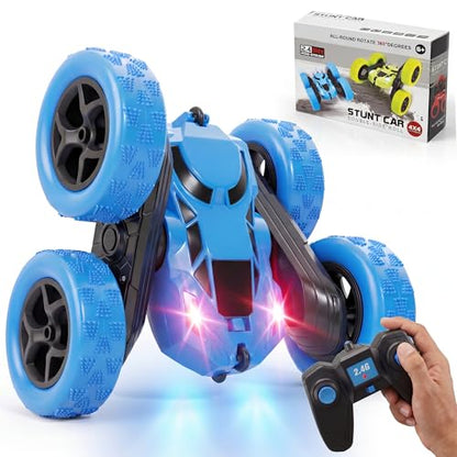 Remote Control Stunt Car 4WD, Double-Sided 360°; Flip RC Car, LED Light Bar, USB-C Rechargeable Battery, 2.4GHz Outdoor Toy