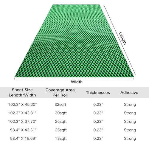 98.4"X43.31" Boat Flooring Self-Adhesive EVA Foam Boat Decking Marine Yacht RV Pool Non-Skid - color: Black and green