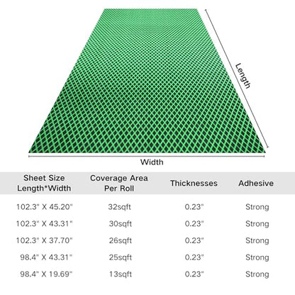 98.4"X43.31" Boat Flooring Self-Adhesive EVA Foam Boat Decking Marine Yacht RV Pool Non-Skid - color: Black and green