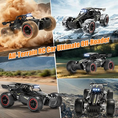 Jiakora Remote Control Car, Fast RC Monster Truck with Durable Metal Body, 1:16 Off-Road RC Crawler with LED Headlights, All-Terrain Drift Car, 3 4 5 6 7 8 9 10 Year Old Boys Girls Kids Gifts - color: Black