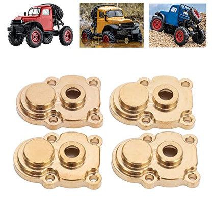 Alomejor 4Pcs RC Brass Steering Knuckle Cover Portal Cover RC Axle Gear Cover for FMS 124 FCX24 RC Crawler (Gold)