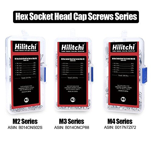 Hilitchi 420pcs M2 M3 Stainless Steel Hex Socket Head Cap Screws Nuts Assortment Kit with Box (304 Stainless Steel)