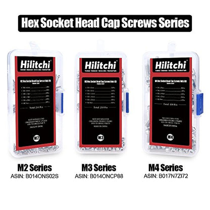 Hilitchi 420pcs M2 M3 Stainless Steel Hex Socket Head Cap Screws Nuts Assortment Kit with Box (304 Stainless Steel)