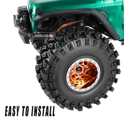 2.2" Beadlock RC Wheels for 1/10 RC Crawler SCX10 Capra,AMG 6x6,TRX4,Red cat Gen8 Everest Gen7 Pro,Alloy Aluminium rc Wheels 2.2 Beadlock Wheels 2.2 Beadlock Rims,4pcs,Orange - color: Orange(4pcs)