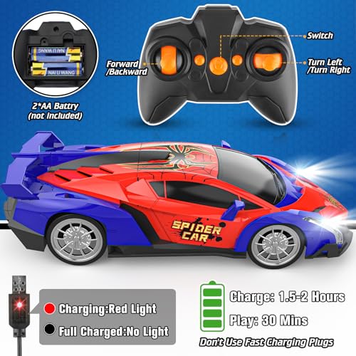 Growsland Remote Control Car, 2.4Ghz Rc Cars for Boys 4-7 8-12, Electric Kids Toys for Kids with Cool LED Lights, Rechargeable Hobby Race Cars Toys for Boys Girls Ages 4-6 5-7 6-8 8-12 Birthday Gift - color: Red1-rechargeable