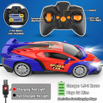 Growsland Remote Control Car, 2.4Ghz Rc Cars for Boys 4-7 8-12, Electric Kids Toys for Kids with Cool LED Lights, Rechargeable Hobby Race Cars Toys for Boys Girls Ages 4-6 5-7 6-8 8-12 Birthday Gift - color: Red1-rechargeable