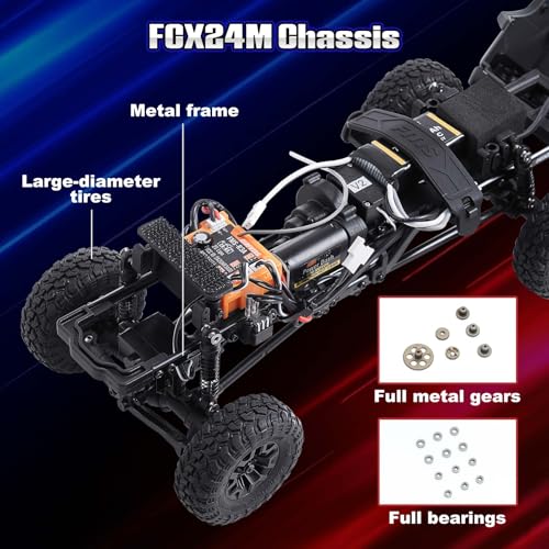 FMS 1/24 FCX24MS Toyota Tacoma S RC Crawler, Officially Licensed RC Truck 2 Speeds Switch with LED Lights, Off-Road RC Model for Adults (Grey) - color: Grey