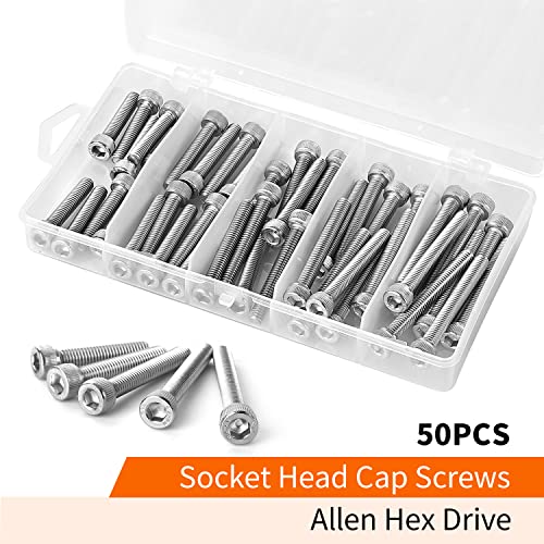 M6 x 30mm 35mm 40mm 45mm 50mm Hex Socket Head Cap Screws Bolts 304 Stainless Steel Metric Machine Allen Hex Drive, Fully Threaded, Assortment Kit 50PCS - size: M6 x 30/35/40/45/50mm (50PCS)