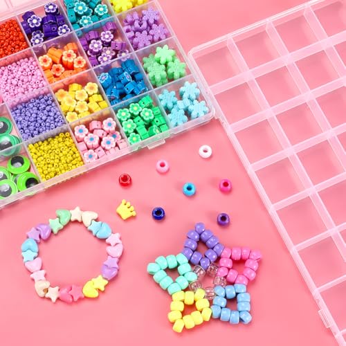 IOOLEEM Bead Organizer Box, 32 Grids Plastic Organizer Container Storage | Clear Dividers for bead arts and crafts for beading & jewelry storage & small items arts and crafts. - size: 32 Grids (1 pack)