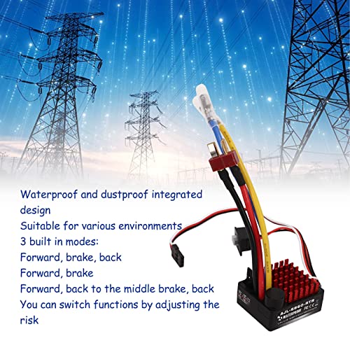 Keenso RC Car Brushed ESC, 6860 RTR 60A Electronic Speed Controller for 1/10 RC Crawlers Tanks Cars Boats for Various Environments