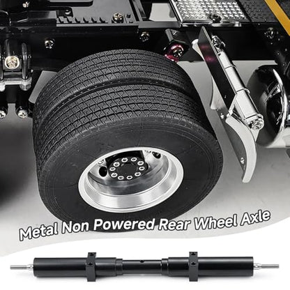 1/10 RC Trailer Axle Kit, 167mm/6.6in RC Trailer Dual Axles, Black Metal Non Powered Rear Wheel with Screws Accessories Replacement for Tamiya 1/10 Rc Tractor Truck, 1Pcs