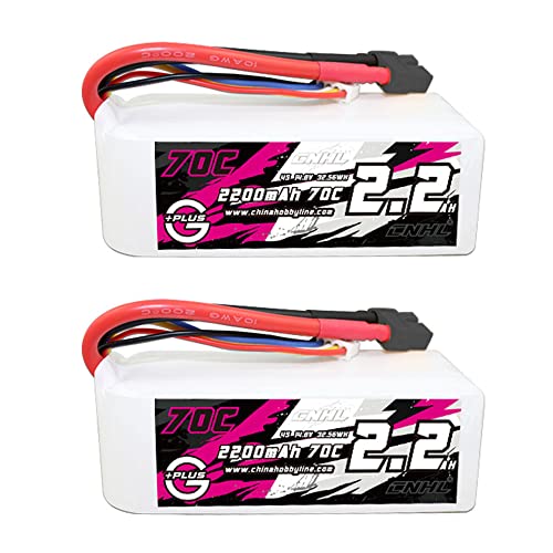CNHL 2200mAh 4S Lipo Battery 14.8V 70C with XT60 Plug (2 Packs) | Balanced weight prevents nose-heavy builds, delivering snappy punch for STOL aircraft, compact EDF jets, and sport models. - style: 4s 2200mah 70c lipo*2
