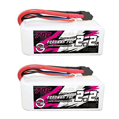 CNHL 2200mAh 4S Lipo Battery 14.8V 70C with XT60 Plug (2 Packs) | Balanced weight prevents nose-heavy builds, delivering snappy punch for STOL aircraft, compact EDF jets, and sport models. - style: 4s 2200mah 70c lipo*2