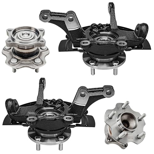 Detroit Axle - 3.5L Steering Knuckles Kit for 02-06 Nissan Altima, 2 Front | Steering Knuckles & Wheel Bearing Hubs 2 Rear Wheel Bearing Hubs 2002 2003 2004 2005 2006 [Non-ABS] Replacement - 4pc Set - size: 4UW48729/Kit