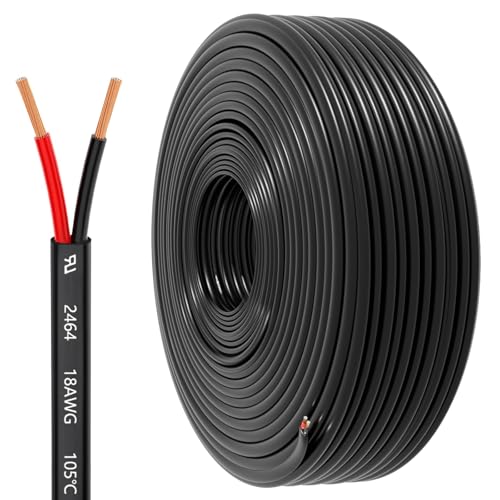 18 Gauge Wire 2 Conductor Electrical Wire, 18 AWG 0.82mm² Wire PVC Cord, 12V/24V DC Low Voltage/Copper-clad Aluminum(CCA)Flexible/2 Wire for Automotive Wire LED Strips Lamp Lighting Marine(15.3M/50FT) - color: 18AWC, size: 50FT