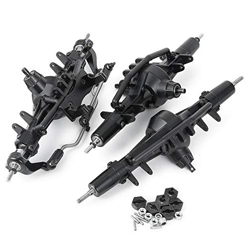 QUE-T Complete Aluminium Alloy Front Middle Rear Axle for 1/10 RC Crawler Car SCX10 90021 90027 90028 (1 Set) - color: 1x Front + 1x Middle + 1x Rear