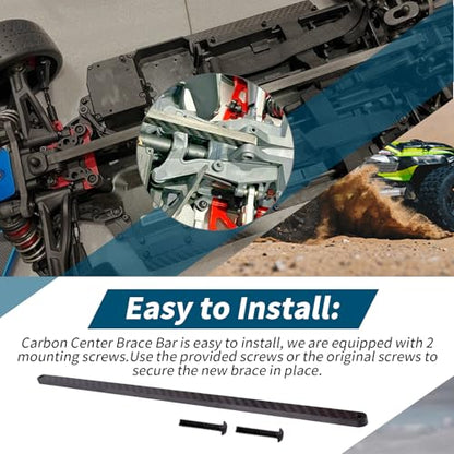 XTPTFABS 1SET Carbon Center Chassis Brace/Center Brace Bar,Lightweight | Fit for Arrma Vendetta 3s BLX,Carbon Fiber Plate,Easy to Install,Improving the Shock Absorption