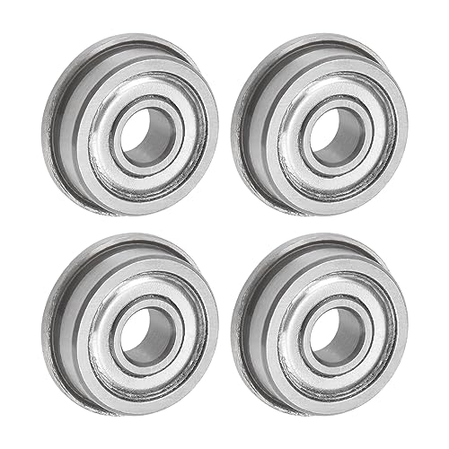 uxcell F604ZZ Flanged Ball Bearing 4x12x4mm Double Shielded Chrome Steel Flange Bearings, 4pcs - size: 4x12x4mm