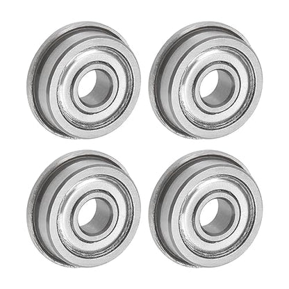 uxcell F604ZZ Flanged Ball Bearing 4x12x4mm Double Shielded Chrome Steel Flange Bearings, 4pcs - size: 4x12x4mm
