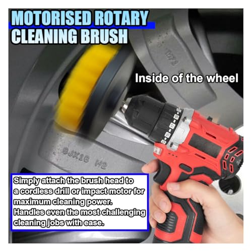 ZIMISI 2PCS Car Detailing Drill Brush Set, 2" & 4" Power Carpet Scrubber, Nylon Bristle Wheel Cleaner Brush with Drill Attachment, Car Wash Cleaning Kit for Floor Mats, Bathroom (Yellow) - color: Yellow