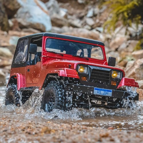 EAZYRC FMS Rochobby 1/10 RC Crawler Mashigan RC Truck 4x4 RTR, RC Car with Foldable Front Windcreen, Convertible Top (RS Version)