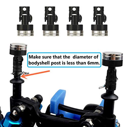 ShareGoo 4PCS RC Magnetic Body Post,Alloy Magnetic Stealth Invisible Body Shell Mount Column Compatible with HSP Redcat Himoto Traxxas SCX10 4WD 1/10 RC Car (Black)
