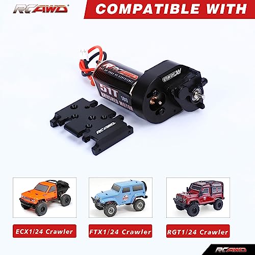 RCAWD Barrage 51T 180 Motor Metal Gearbox Combo Transmission Set for 1/24 ECX Barrage RGT FTX 1/24 Series Upgrades Part Black - color: Black