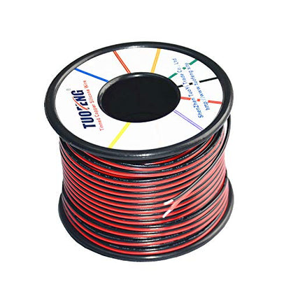 TUOFENG 20AWG Electrical Wire 100 ft Red Black Hookup Wire 12V/24V DC Cable LED Strips Extension Wire,20 Gauge Stranded Wire for Doorbell,LED Ribbon Lamp Tape Lighting - size: 20 awg 2 parallel lines 100ft