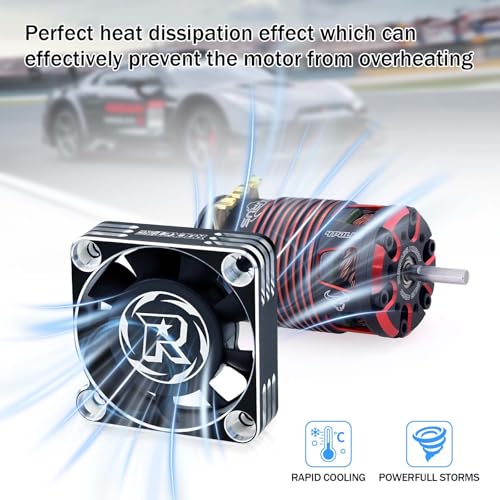 2Pack 40mm RC Motor Cooling Fan,16000RPM ESC Cooling Fan for 1/8 1/10 RC Truck Car Diameter 40mm Motor（Silver&Black） - style: 2Pack Black Silver