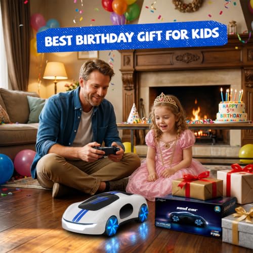 AEROQUEST Gesture Sensing RC Stunt Car for 6+ Years Old Boy and Girl Gift | Remote Control Stunt Drift USB-C Charging Light Spray Sound Gesture Sensing Spotrs Birthday Holiday 6 7 8 9 10 11 12 - color: White