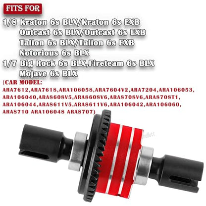 RC 43T/10T Front&Rear Diff Gear Differential Upgrades Part for 1/8 Kraton,Outcast,Notorious,Talion 6s BLX/EXB,1/7 Big Rock,Fireteam,Mojave 6s BLX,Red - color: Red-(upgrades）