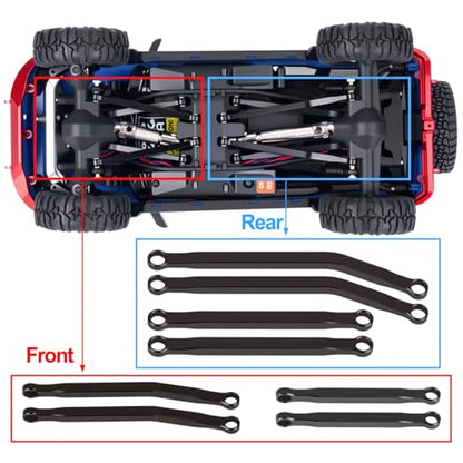 Aluminum High Clearance Chassis Links Suspension Steering Links Set for 1/30 Axial SCX30 RC Crawler Car Upgrade Parts (Red Kit) - color: Red Kit