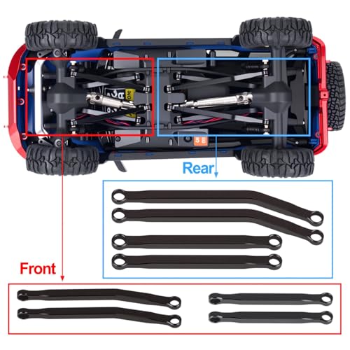 Aluminum High Clearance Chassis Links for 1/30 Axial SCX30 RC Crawler Car Upgrade Parts (Black) - color: Black