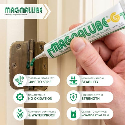 Magnalube-G All Purpose Grease – No Drips or Leaks – Waterproof High-Temp, Dielectric – PTFE Lubricant for Door Hinges, Tracks, 3D Printers, Marine, Reels, Bearings, Joints – 0.75oz Tube, 1-Pack - size: 1