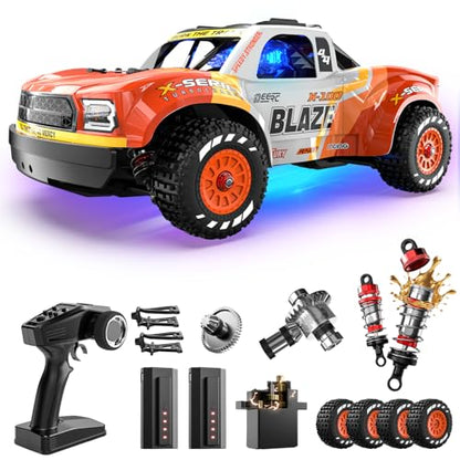 DEERC 1205 1/14 Brushless RC Car for Adults,Remote Control Drift Truck | Off-Road RC Truck,Max 43 mph,Waterproof Monster Truggy,4x4 All Terrain RC Drift Car for Boys 8-12,3S Lipo Compatible - style: 1/14 Red
